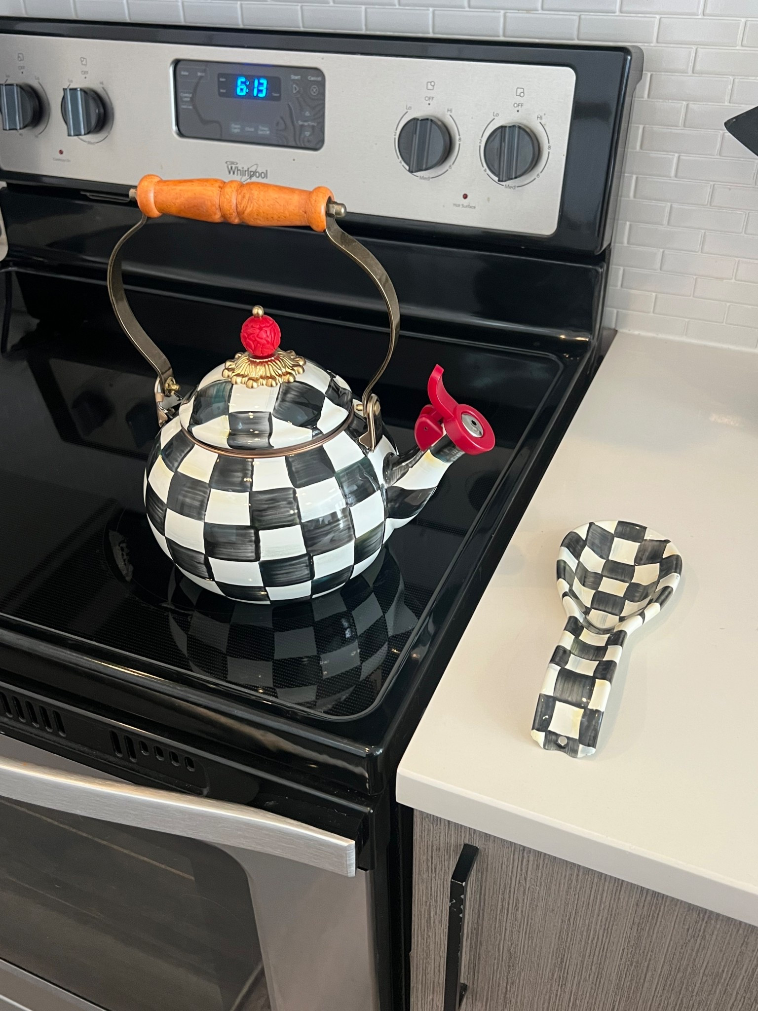 McKenzie-Childs checkered tea pot and spoon rest kitchen accessories 

#LTKFindsUnder100 #LTKfoodie #LTKHome