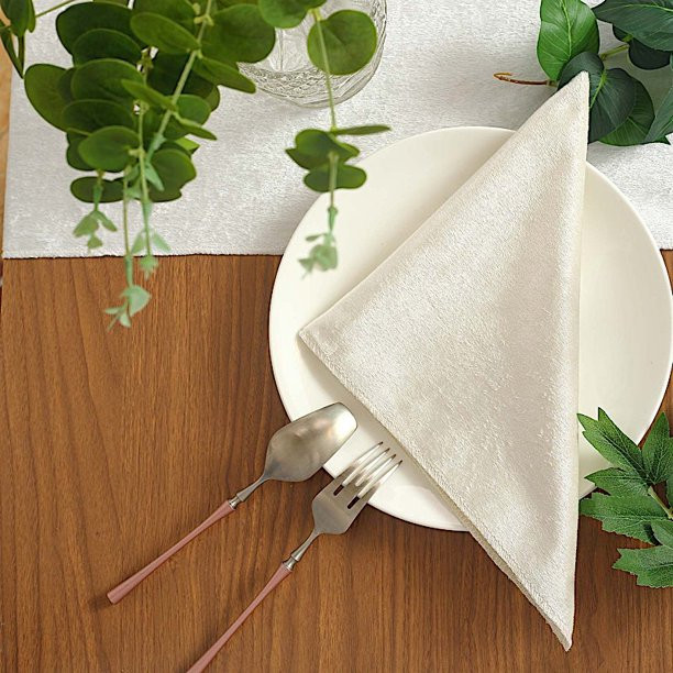 BalsaCircle 10 pcs 20x20 in Ivory Premium Velvet Napkins Wedding Party Events Reception Catering ... | Walmart (US)