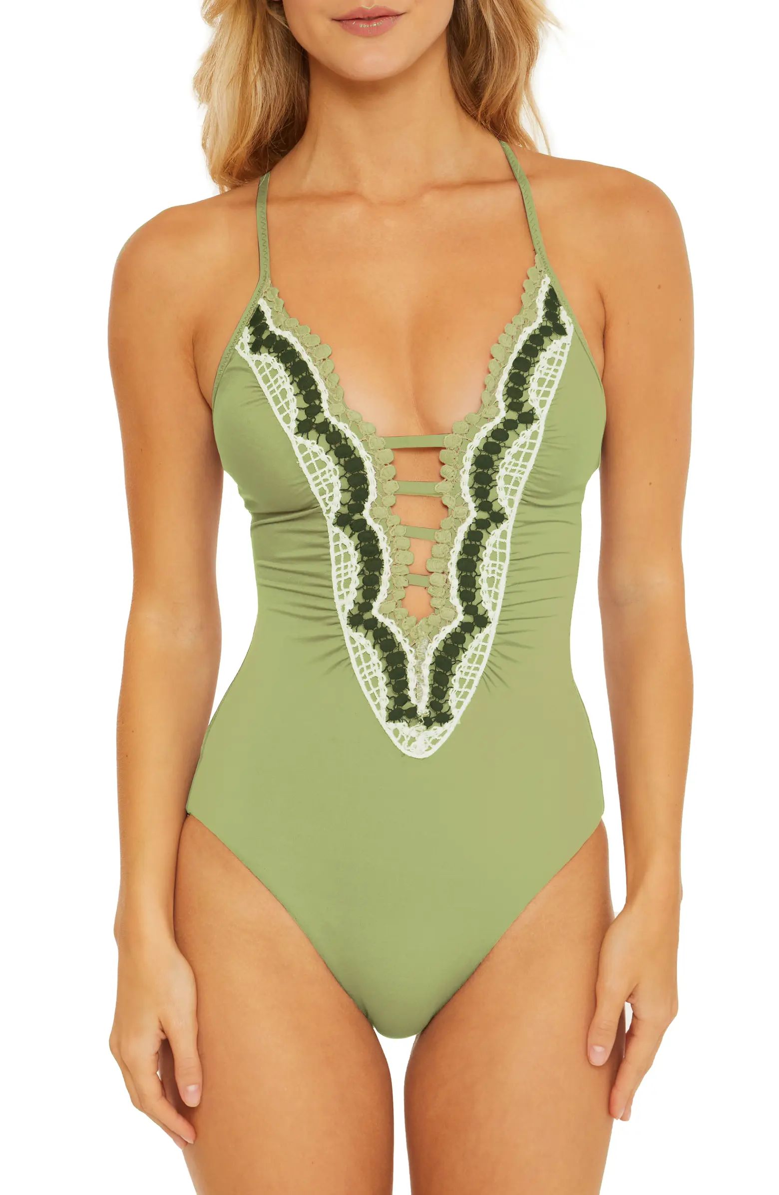 Delilah Plunge Neck One-Piece Swimsuit | Nordstrom