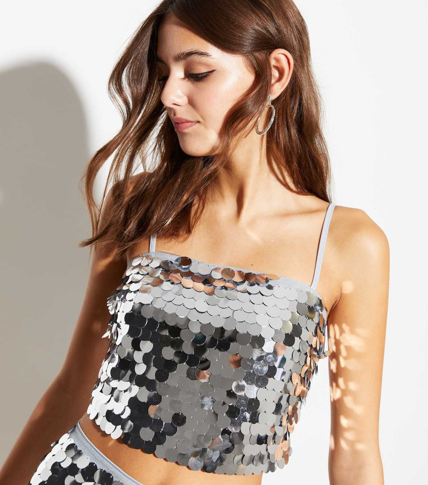 Silver Sequin Strappy Crop Top
						
						Add to Saved Items
						Remove from Saved Items | New Look (UK)