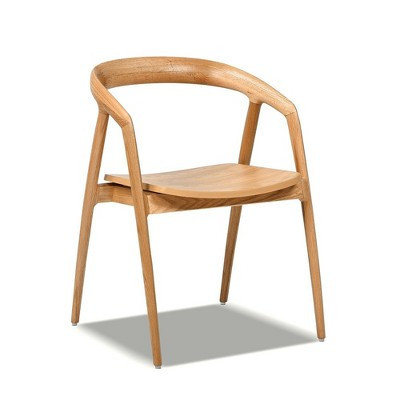 Simeon 21" Scandinavian Sculpted Oak Wood Dining Chair, Warm Natural Brown Oak Wood | Target