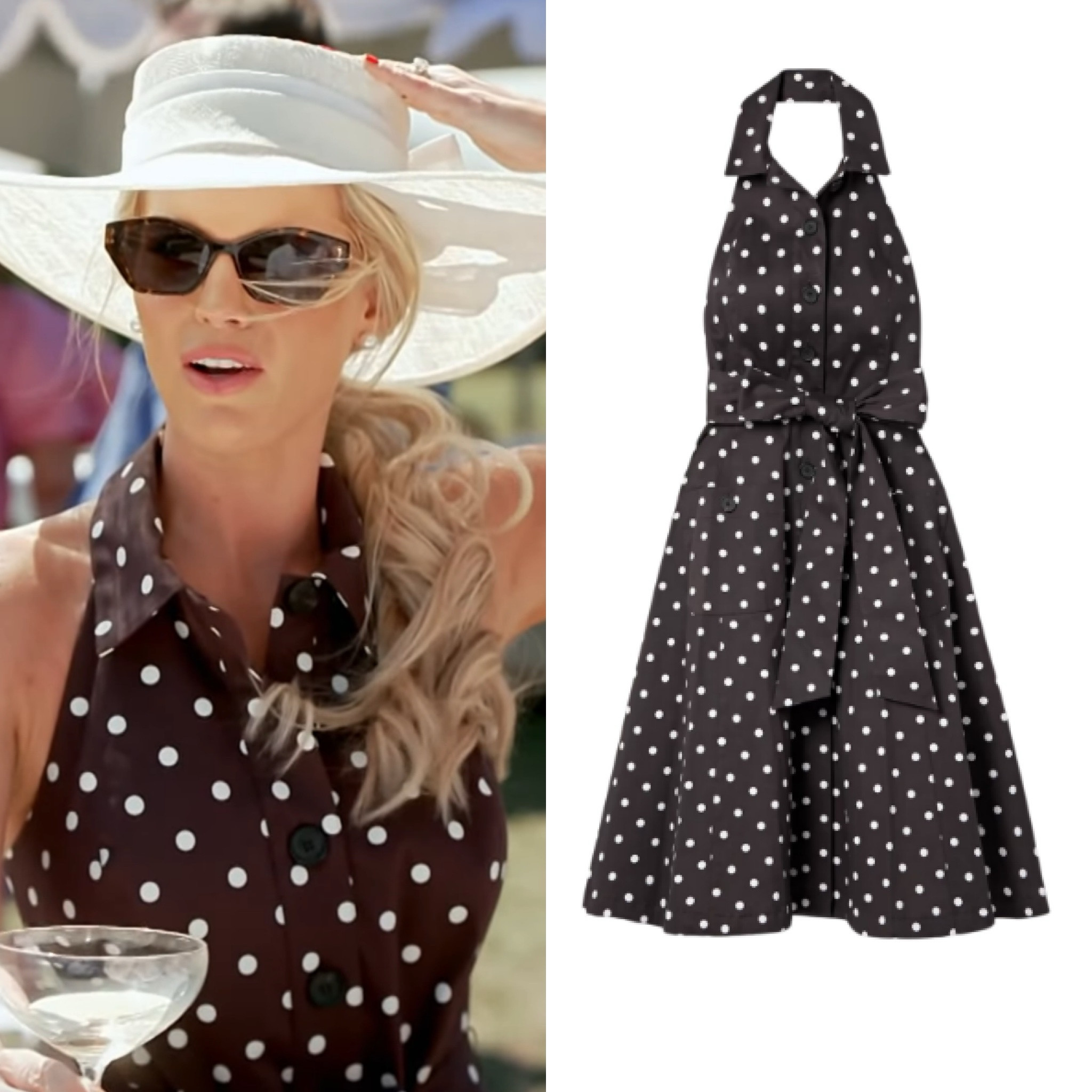 Madison LeCroy’s Brown Polka Dot Halter Dress