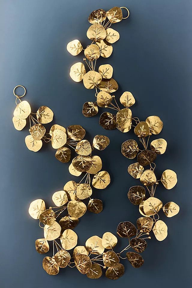 Gold Metal Eucalyptus Garland | Anthropologie (US)