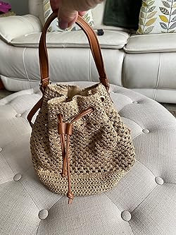 Van Caro Handwoven Cotton Straw Shoulder Bag Crochet Tassel Beach Bohemian Purse for Women | Amazon (US)