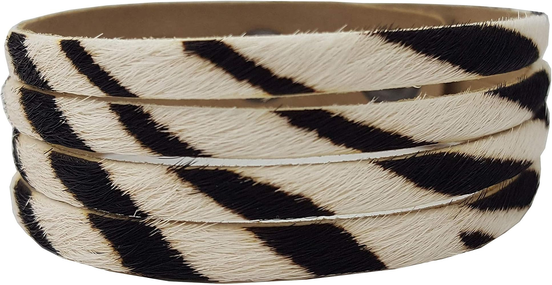 3/4" (20 mm) width 4-Strand Leather Cuff in Hair Calf Leather | Amazon (US)