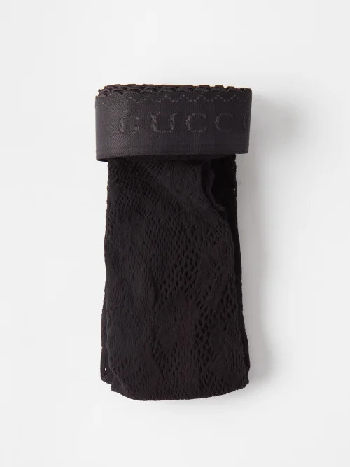 Gucci - Butterfly-embroidered Lace Tights - Womens - Black | Matches (UK)