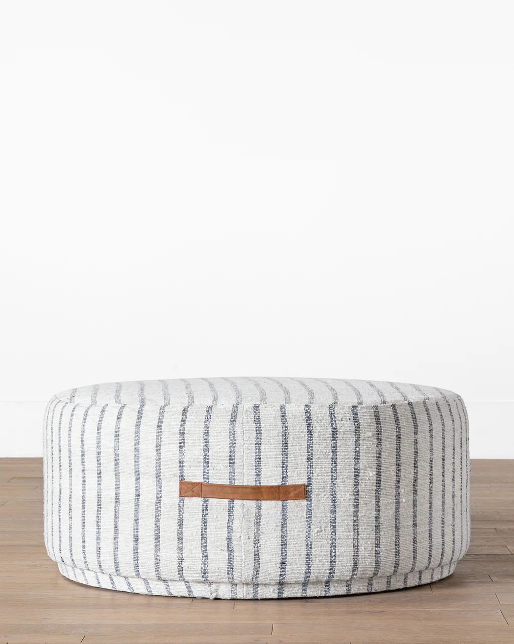 McKay Blue Striped Round Ottoman | McGee & Co.