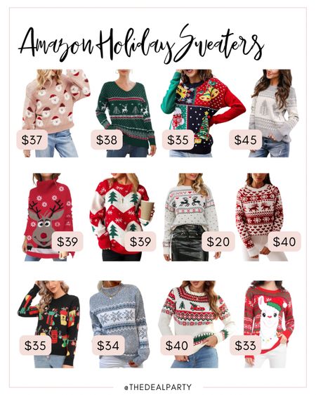Holiday Sweaters | Christmas Sweaters | Holiday Outfits | Christmas Outfits | Amazon Fashion 

#LTKSeasonal #LTKHoliday #LTKfindsunder50
