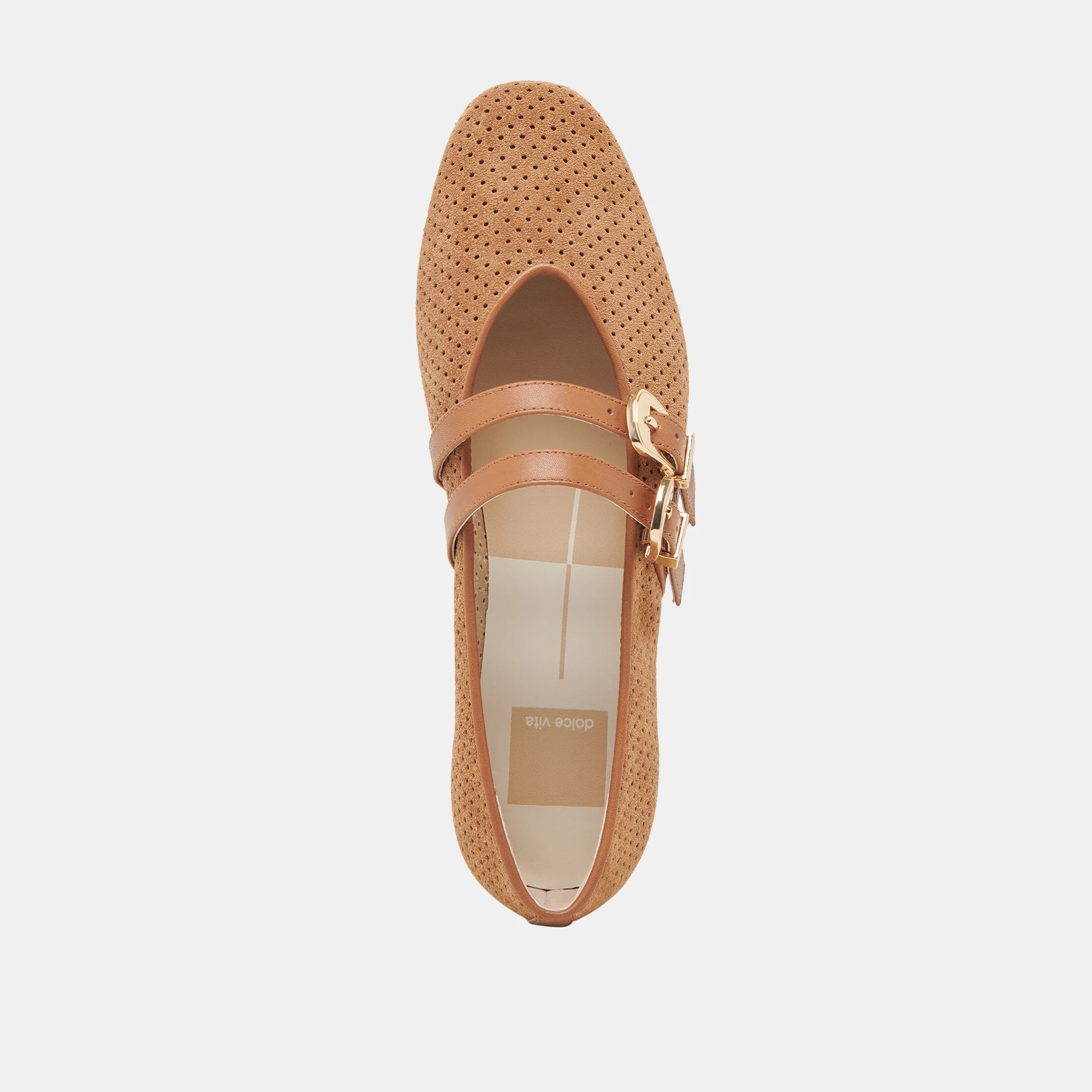 Baylee Pecan Perforated Suede Ballet Flats | Dolce Vita | DolceVita.com
