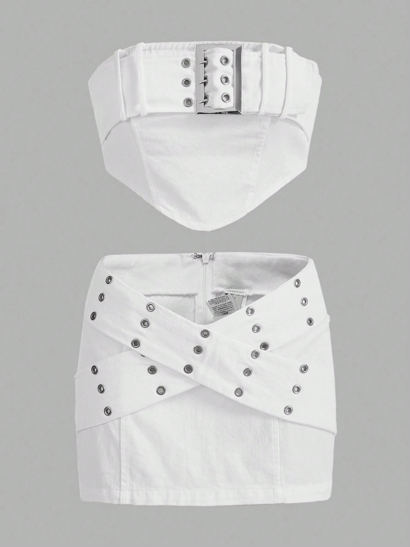 SHEIN ICON Solid Tube Top & Grommet Eyelet Skirt | SHEIN