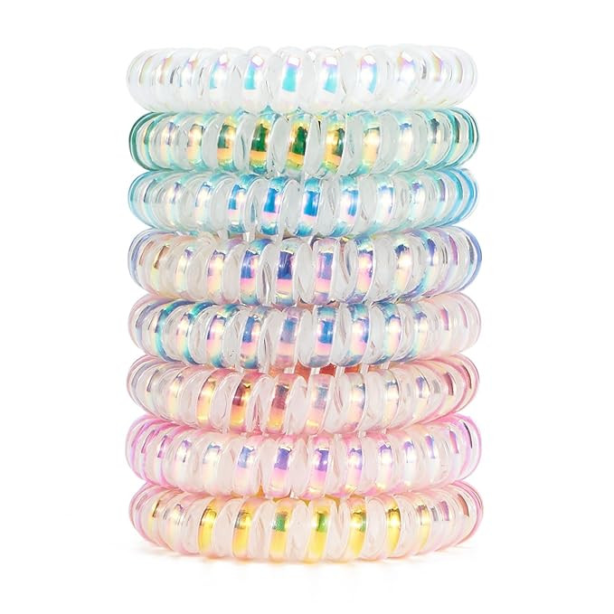 Dazzle Spiral Hair Ties (Colorful, 8 Pcs) - Coil Plastic Spiral Ponytail Holders for Thick Hair, ... | Amazon (US)