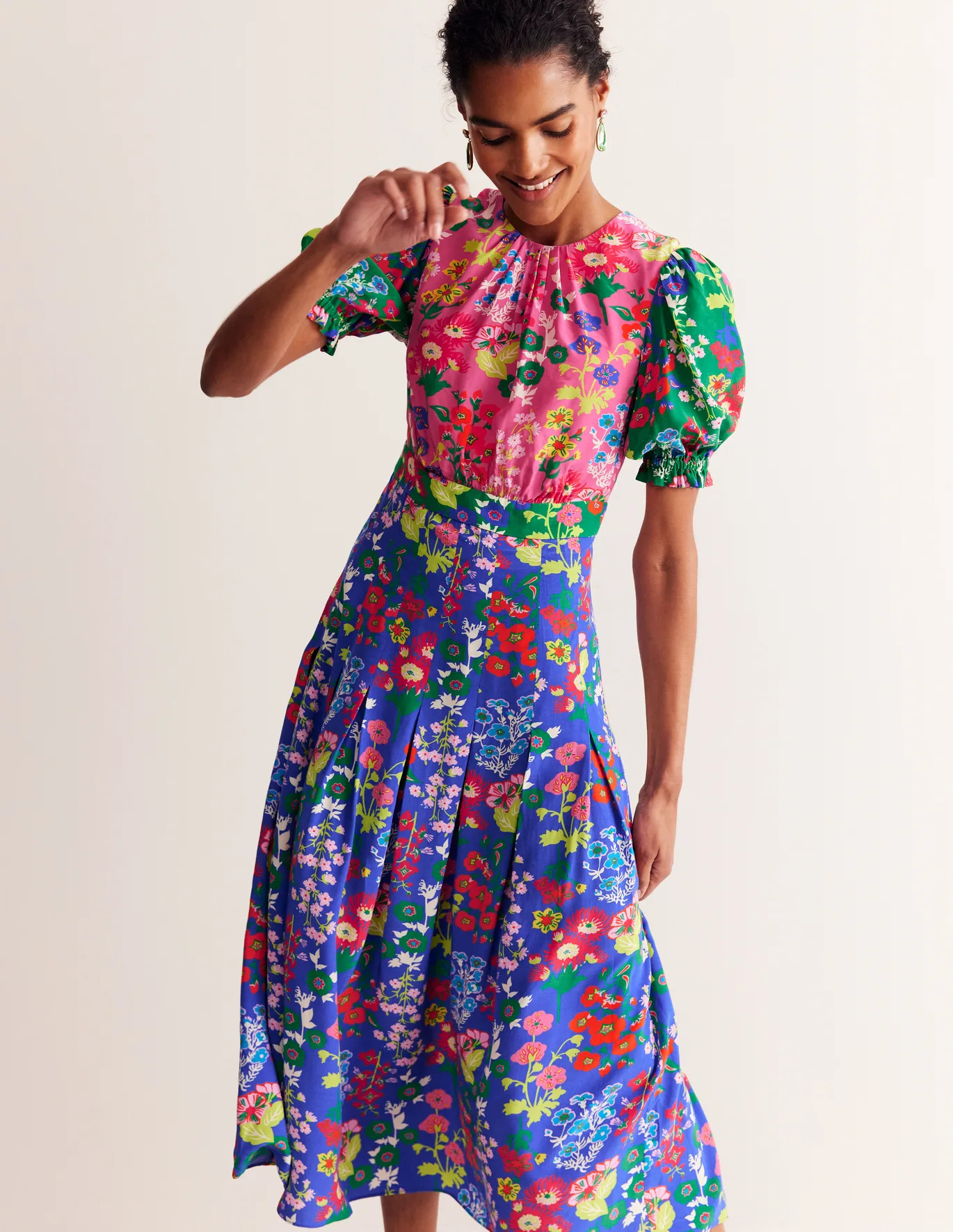 Liv Pleat Detail Midi Dress | Boden (US)