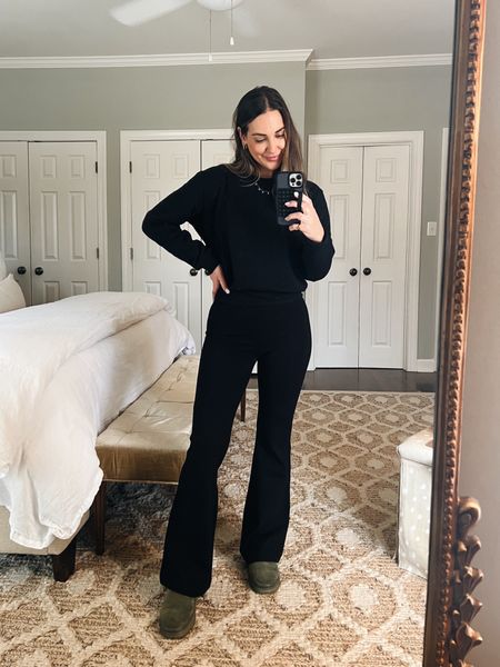 LOVE this flare pant (tts), black tee and classic black sweatshirt (sized up)

Everyday staples 