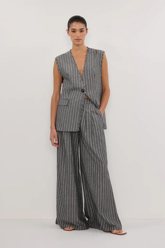 OLLIE SLATE STRIPE WIDE LEG PANT | DISSH