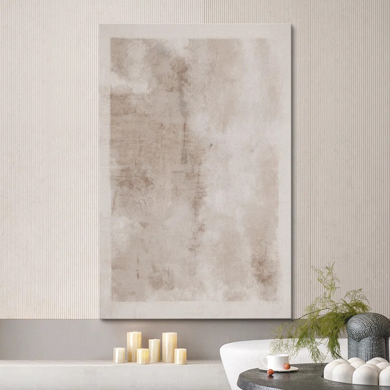 IDEA4WALL Minimal Landscape Abstract Faded Brown Tan Neutral Modern Picture Large Framed Canvas P... | Wayfair North America