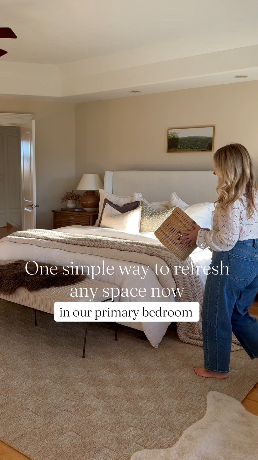 Bedroom refresh! The easiest way to give a space a refresh is swapping out the rug. It instantly transforms the space and gives it a fresh new look. I absolutely love our moody rug, but was craving a neutral toned rug and this one is stunning! Soft, doesn’t shed with subtle pattern.

#bedroom #bed #bedding #neutralrug #rug #bench #wayfair #modernhome #transitionalhome Bedroom, Home decor, Amazon, Wayfair, @wayfair @jossandmain Bench, Joss & Main, nightstand, throw pillow, neutral bedroom, affordable home decor, home refresh, sale, 

#LTKSaleAlert #LTKHome #LTKSeasonal