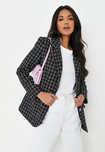 Missguided - Black Co Ord Boucle Double Breasted Blazer | Missguided (US & CA)