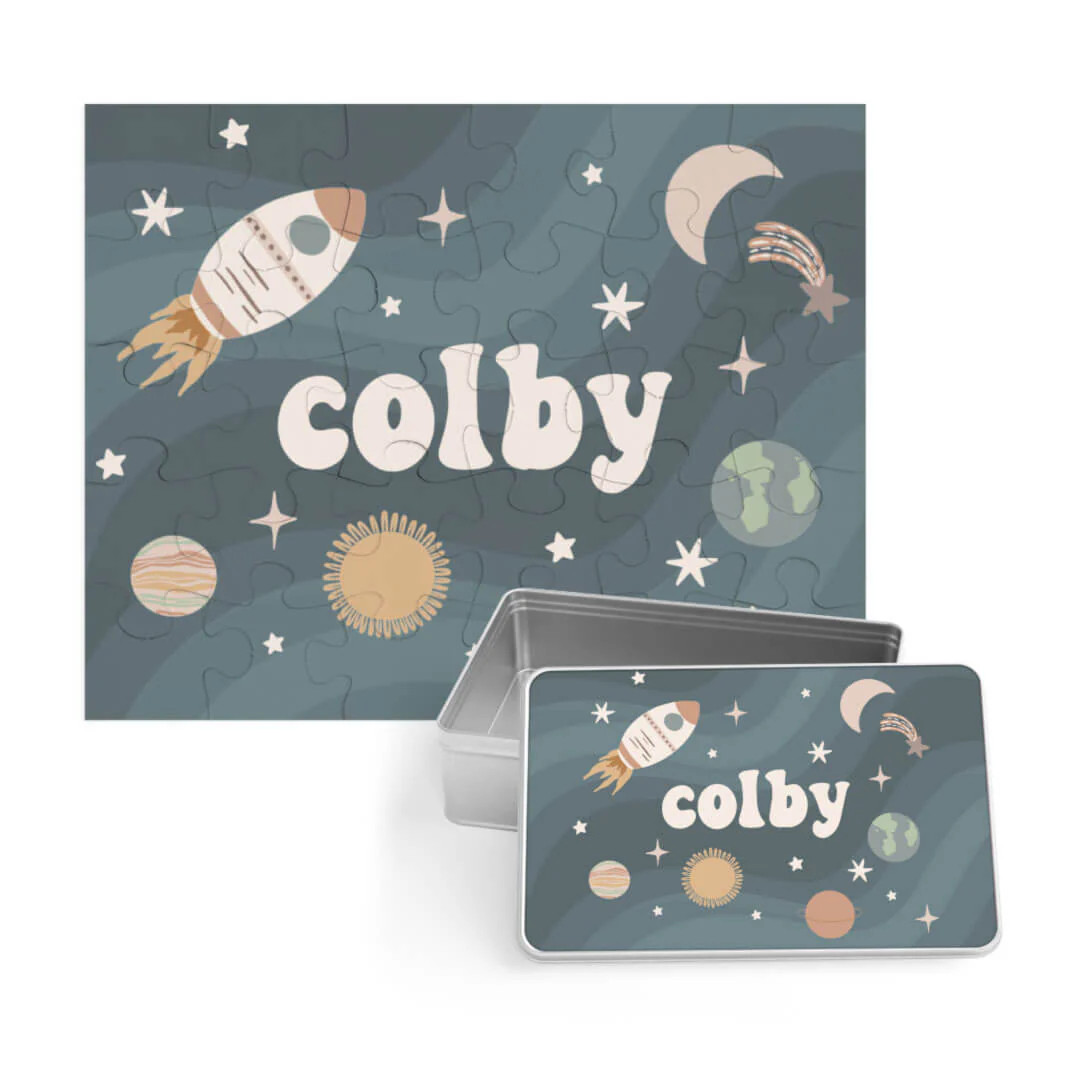 Kids Personalized 30 Piece Puzzle | Star Explorer Navy | Caden Lane