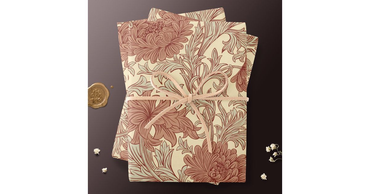 William Morris Chrysanthemum Pattern Wrapping Pape Wrapping Paper Sheets | Zazzle