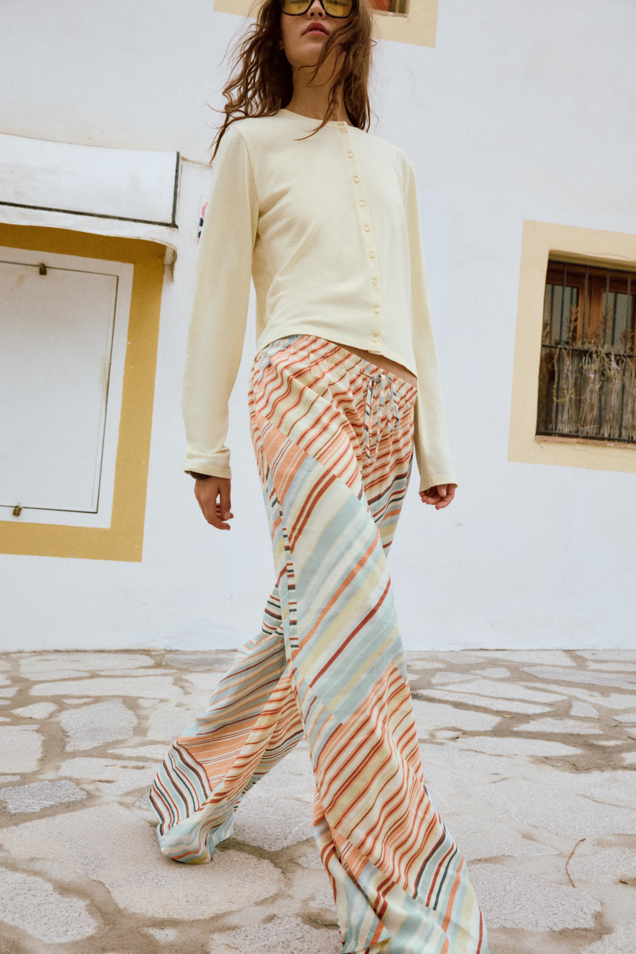 STRIPED WIDE-LEG TROUSERS | Zara UK