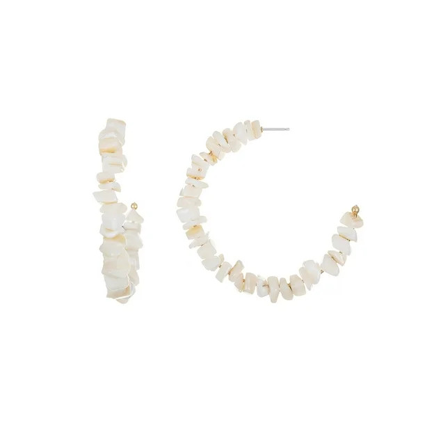 Time and Tru Mother-of-Pearl Stone Hoop Earring, 1 Pair | Walmart (US)