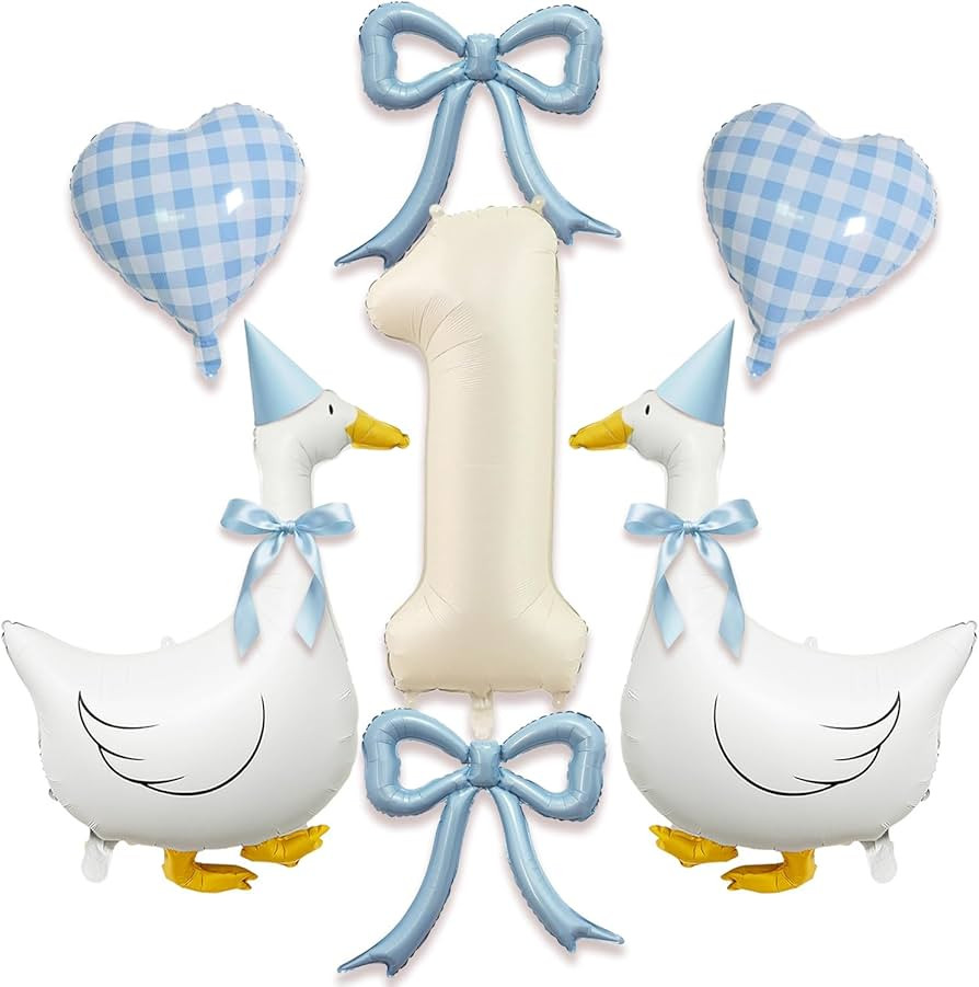 One Silly Goose 1st Birthday Decorations Boy – 40 Inch Number 1 Balloon, Goose Balloons with Bl... | Amazon (US)