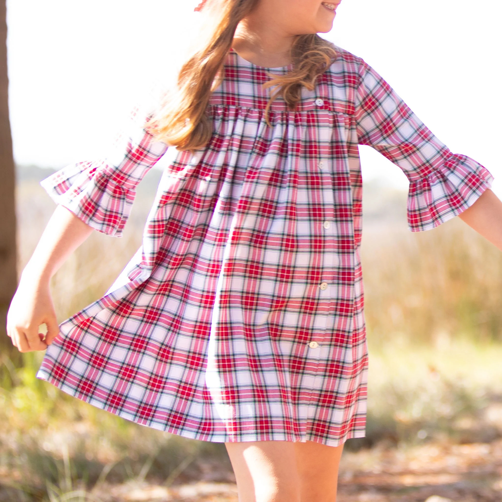 Girls Merry Plaid Sallie Dress - Shrimp and Grits Kids - Shrimp and Grits Kids | Shrimp and Grits Kids