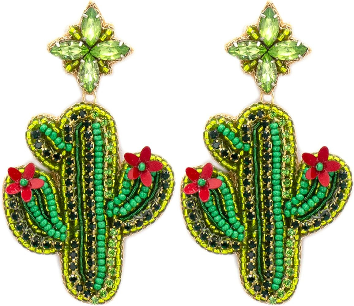 Beaded Cactus Drop Dangle Earing for Women and Girls | Amazon (US)