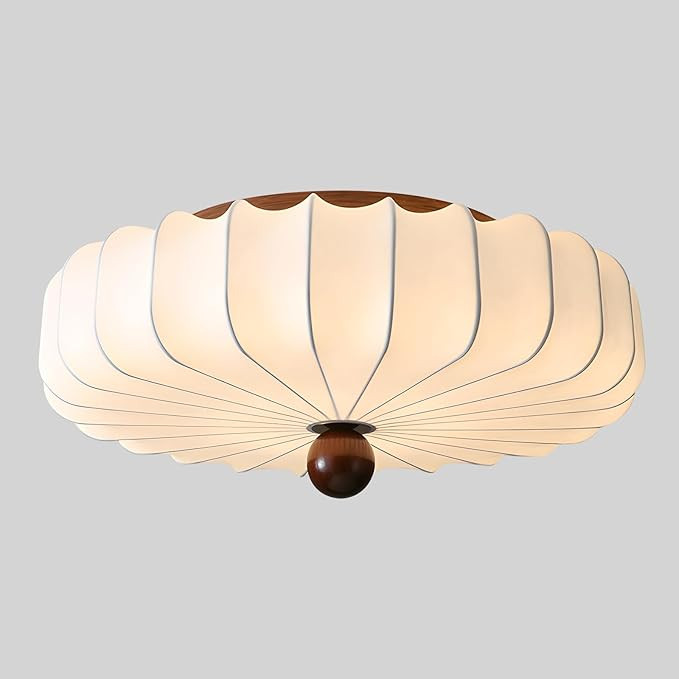 KCO Lighting Boho Large Drum Chandelier White Fabric Flush Mount Ceiling Light Japanese Silk Lant... | Amazon (US)