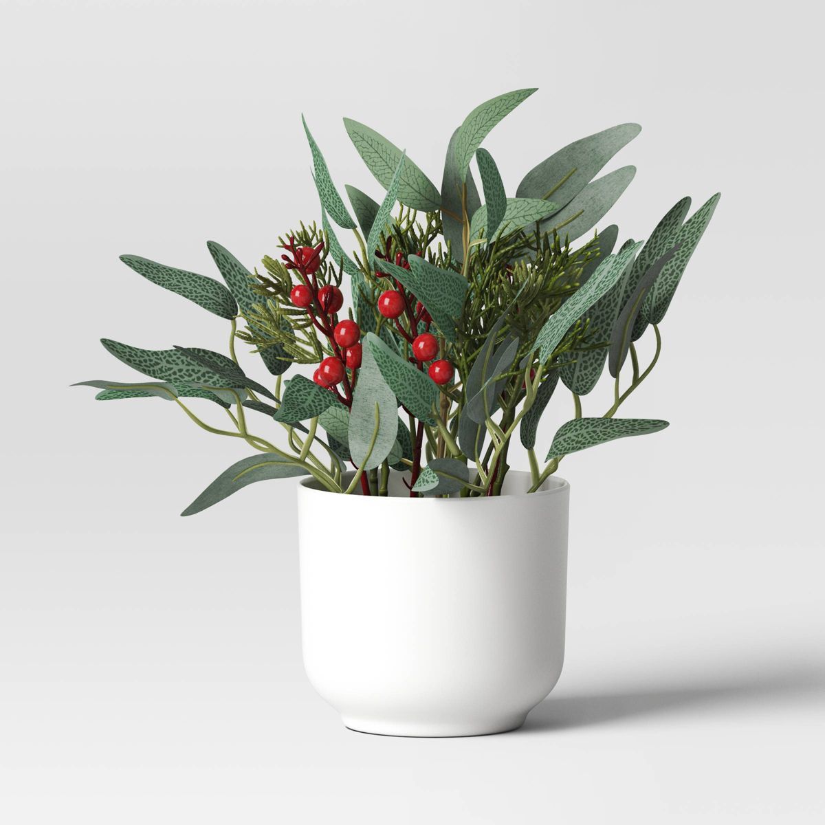 Mini Artificial Eucalyptus with Red Berry Arrangement - Threshold™ | Target