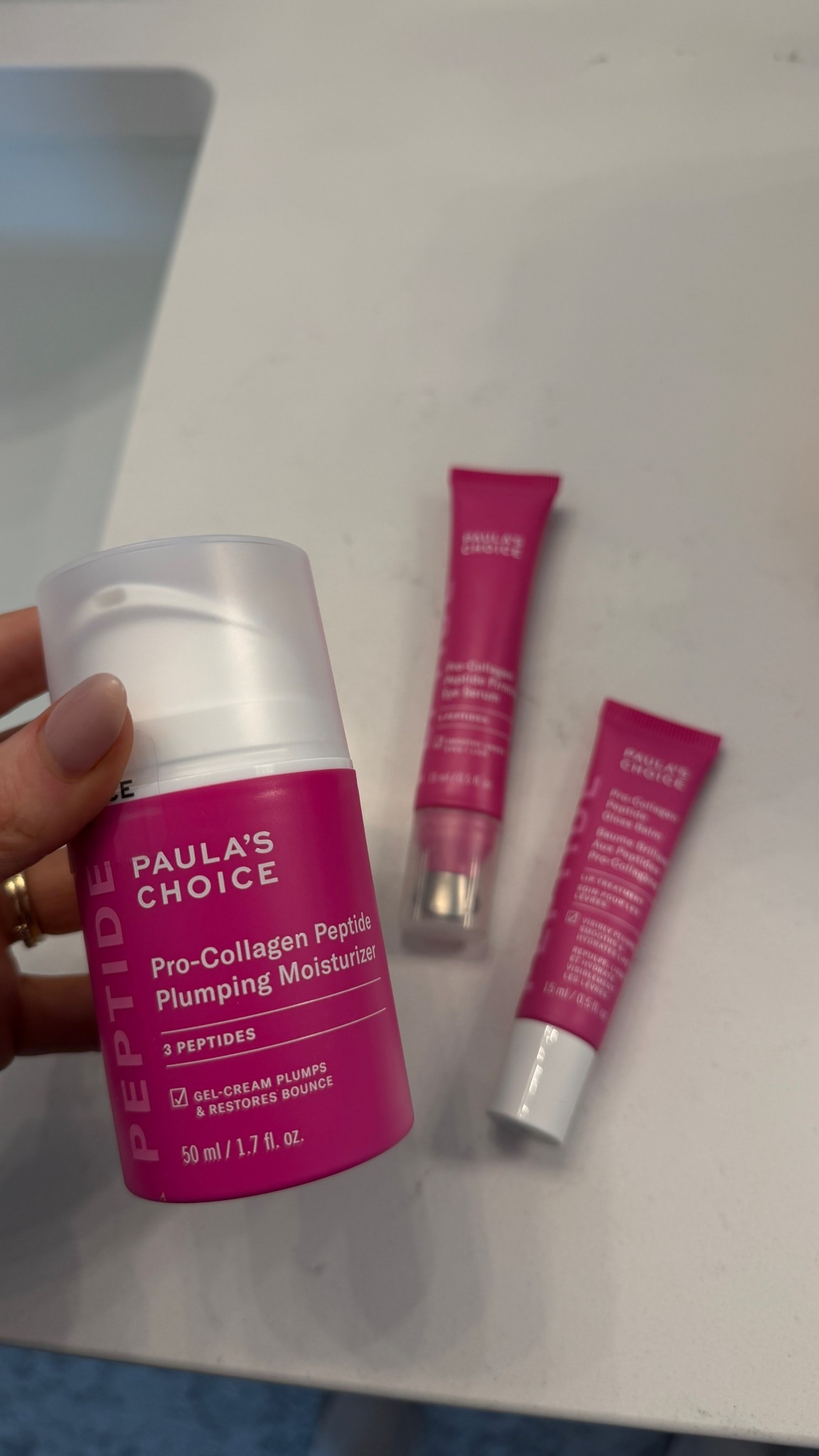 i just keeeeep repurchasing the collagen peptide line. perfect for bouncy youthful plump looking skin. Love the firming eye serum too & I use the peptide plumping gloss treatment every night  