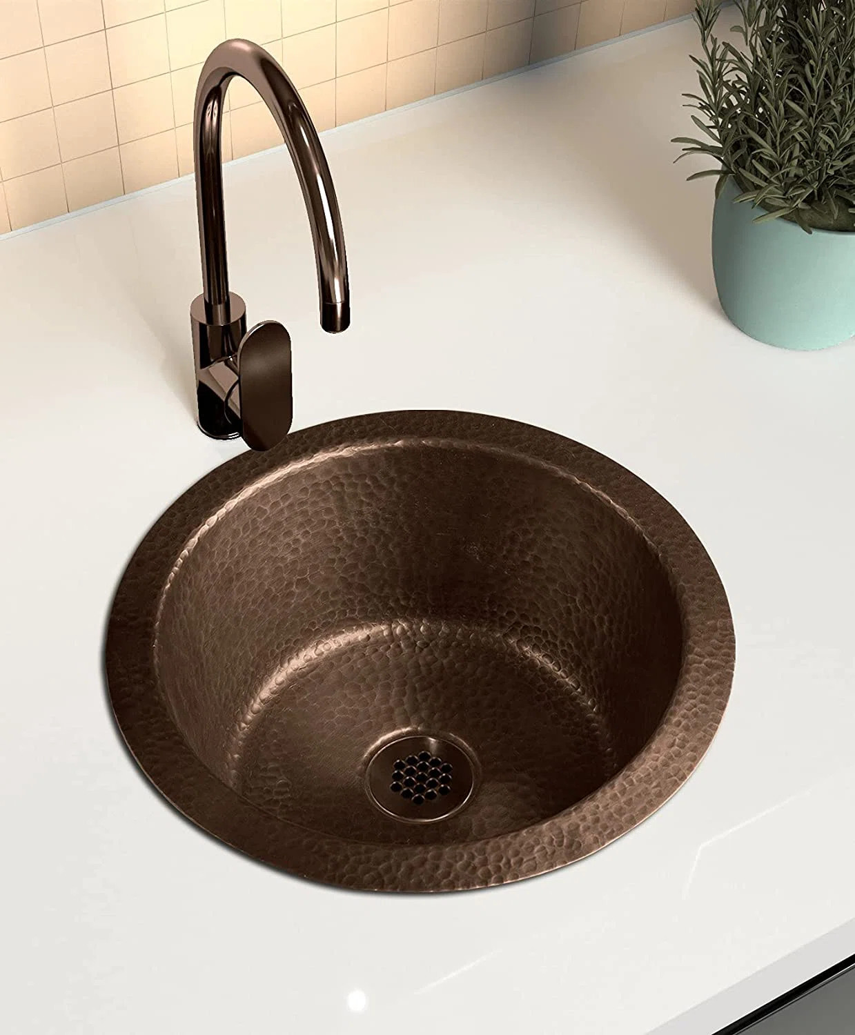 Pure Copper Hand Hammered Essex Dual Mount Single Bowl Bar Prep Sink 12" | Wayfair North America