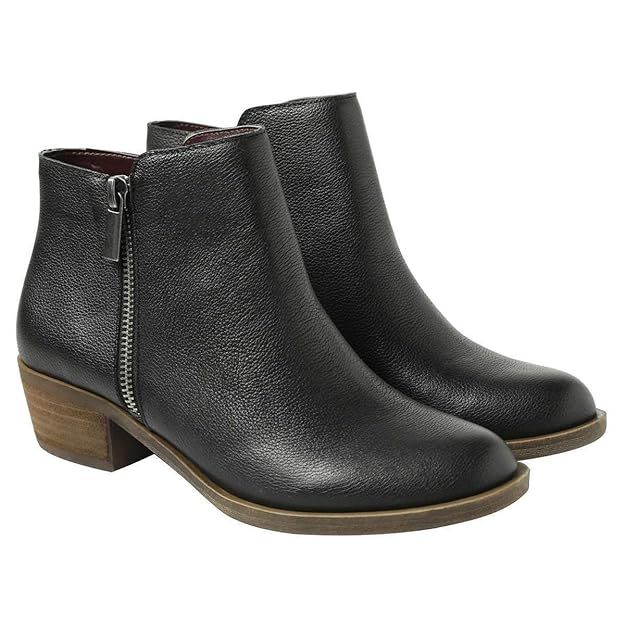 kensie Women's Black Leather Ghita Short Ankle Boots | Amazon (US)