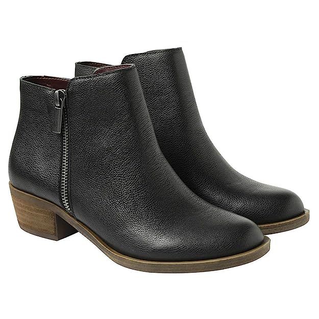kensie Women's Black Leather Ghita Short Ankle Boots | Amazon (US)