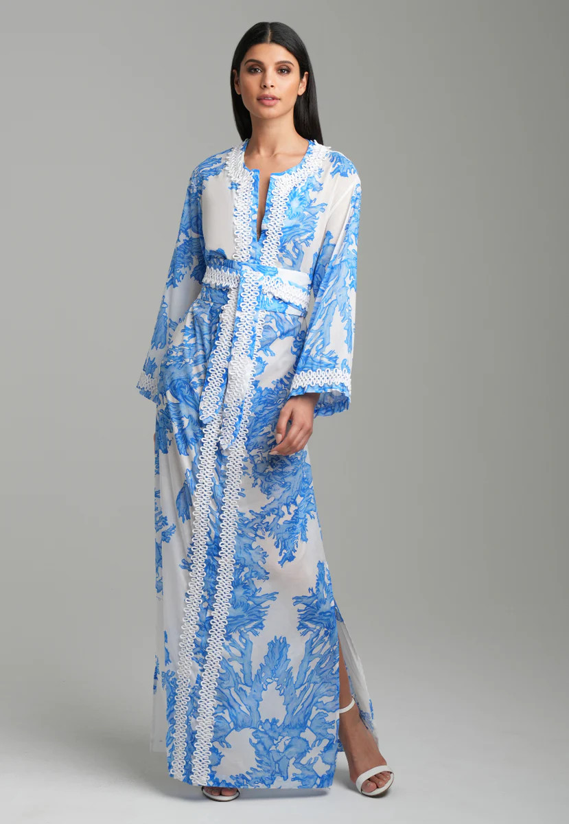 Titania Cotton Kaftan in Blue Coral | Ala von Auersperg