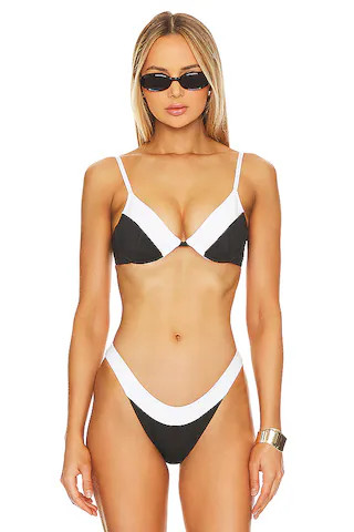 GIGI C Emerson Bikini Top in Black & White from Revolve.com | Revolve Clothing (Global)
