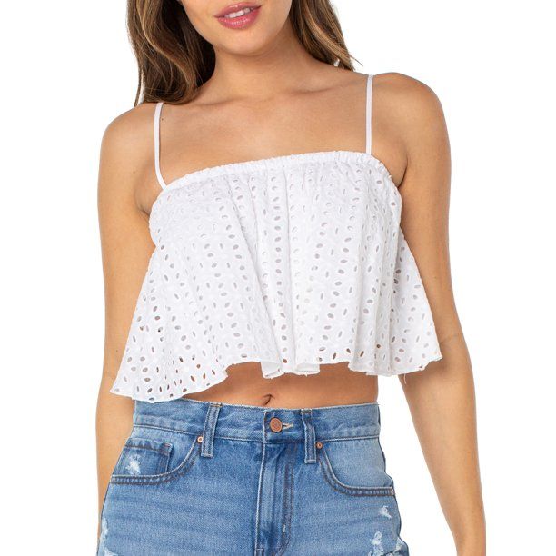 Celebrity Pink Women's Eyelet Crop Top - Walmart.com | Walmart (US)