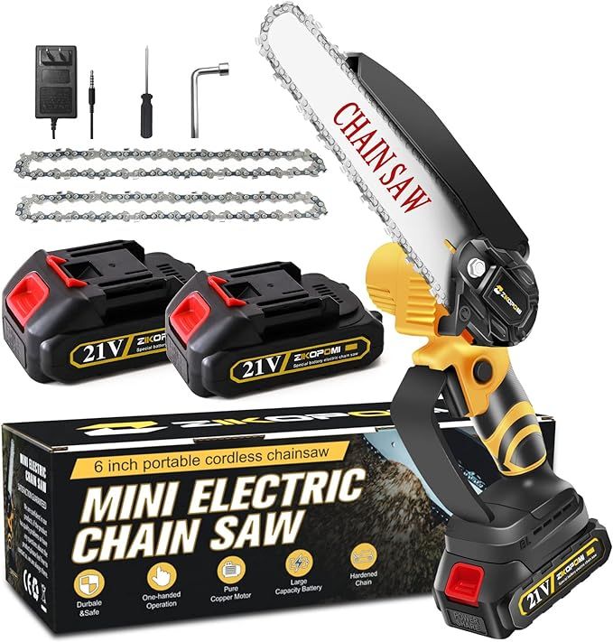 Mini Chainsaw Cordless 6 Inch, Electric Chain Saw, Portable Handheld Small Chainsaw, Battery Powe... | Amazon (US)
