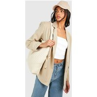 boohoo Women's Tall Woven Stripe Tailored Oversized Blazer in Sage | Size: 4 | boohoo (US & Canada)