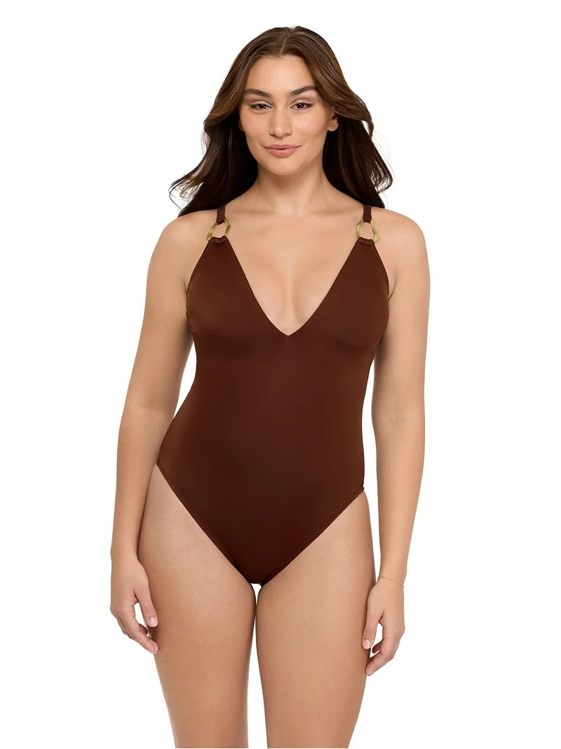 Sofia by Sofia Vergara Women's and Women's Plus Plunge One-Piece Swimsuit, Sizes XS-2X | Walmart (US)