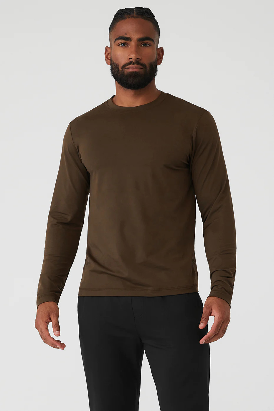 Alo Yoga� | Conquer Reform Crewneck Long Sleeve Top in Espresso Brown, Size: 2XL | Alo Yoga (US)