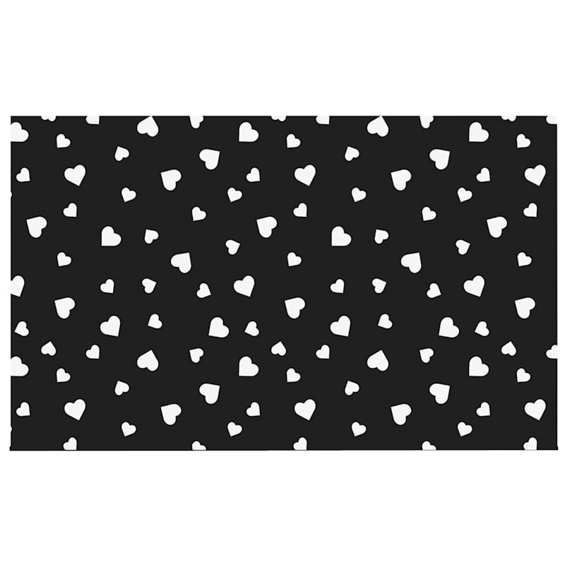 Black & White Hearts Coir Mat, 18x30 | At Home