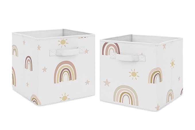 Sweet Jojo Designs Boho Rainbow Foldable Fabric Storage Cube Bins Boxes Organizer Toys Kid Baby C... | Amazon (US)