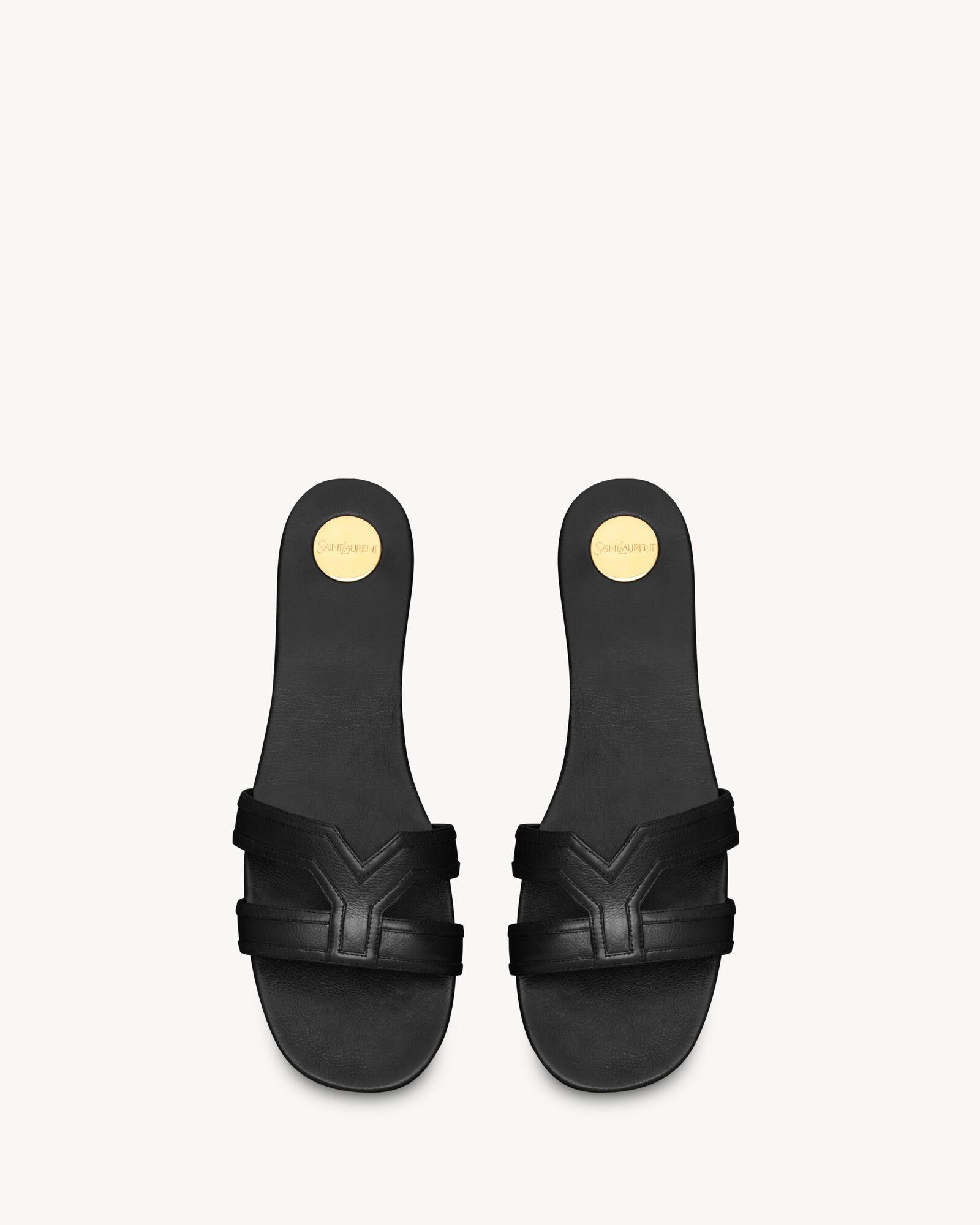 MABROUKA slides in smooth leather in Black | Saint Laurent | YSL GB | Saint Laurent Inc. (Global)