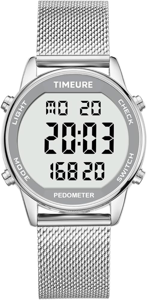 Women's Step Counter Pedometer Watch with Stainless Steel Bracelet, Stylish Design, No App, No Ch... | Amazon (US)