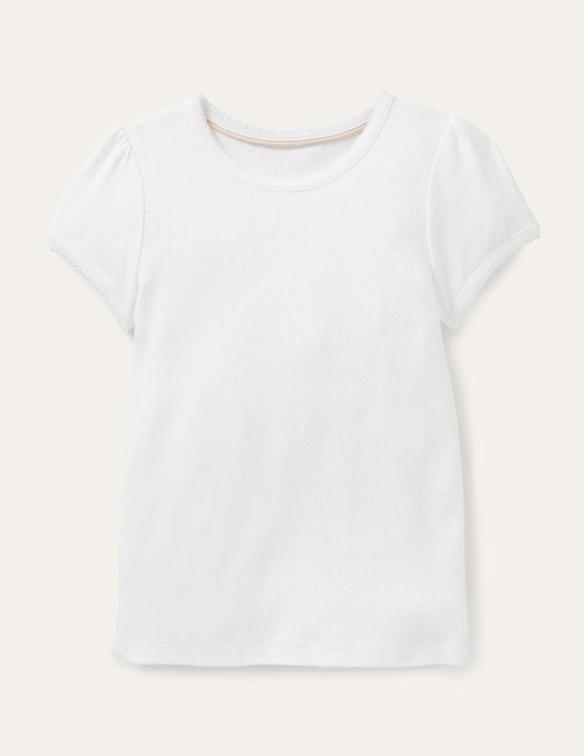Short Sleeve Pointelle Top-White | Boden (US)