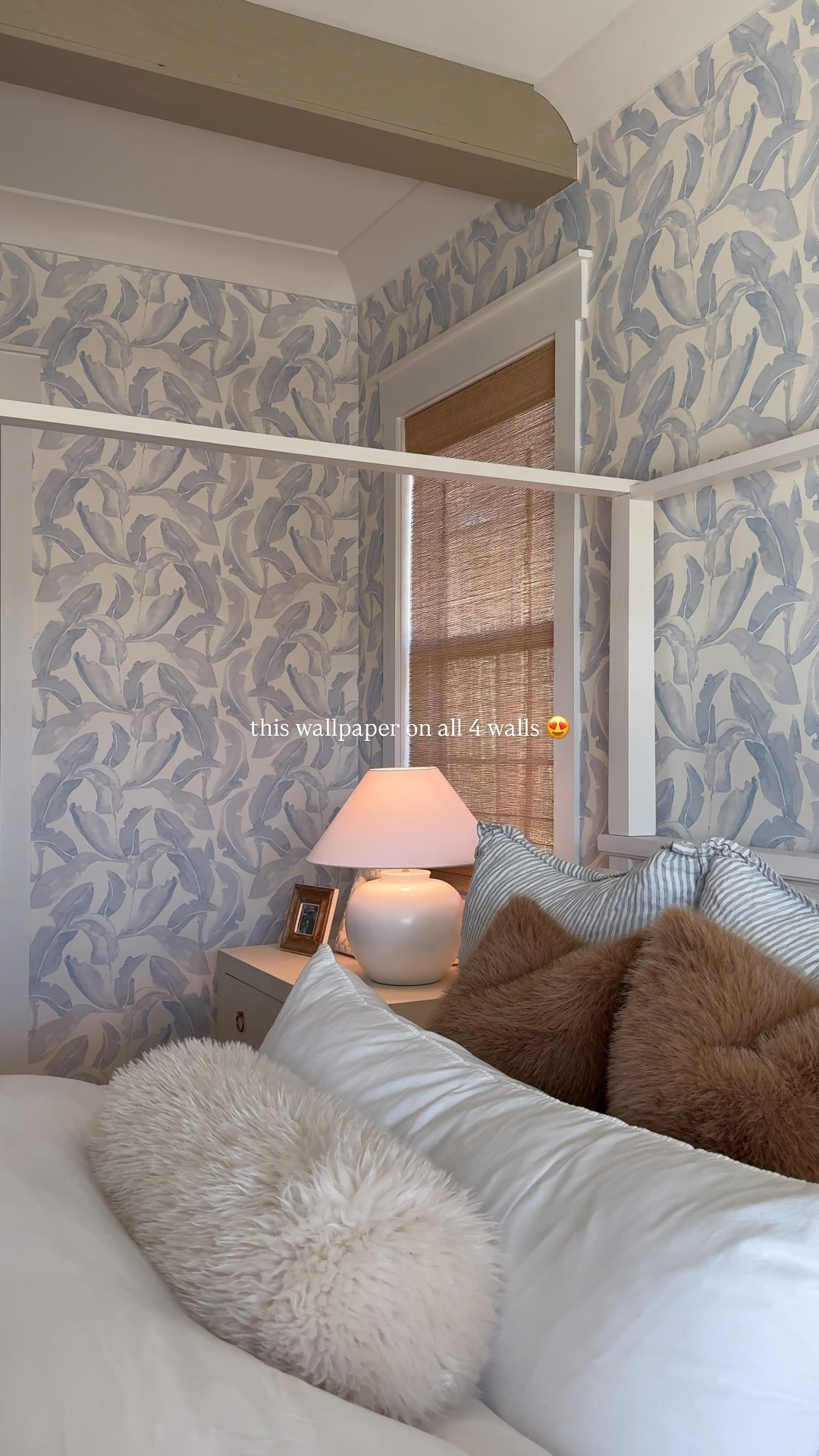 wish come true 💙 @cailinicoastal | the most beautiful Banana Palms wallpaper now on all 4 walls 😍 -not sure why I didn’t do this sooner! -makes the room so much more cozy + complete

#cailinicoastal #wallpaper #bedroomdecor #primarybedroom #neutralhome #coastalliving #coastaldecor #wallpaperdecor 

#LTKHoliday #LTKHome #LTKSeasonal