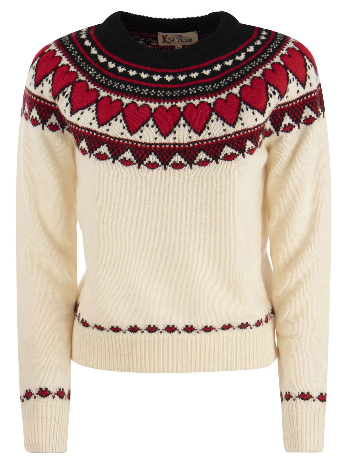 Mc2 Saint Barth Fair Isle Heart Print Crewneck Jumper | Cettire Global