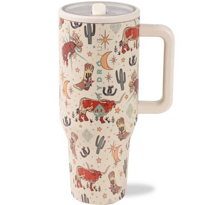 HydroJug Traveler - Water Bottle with Handle & Flip Straw - Leak Resistant Tumbler, Insulated, Stainless Steel & Rubber Base - 40 oz, Rodeo | Target