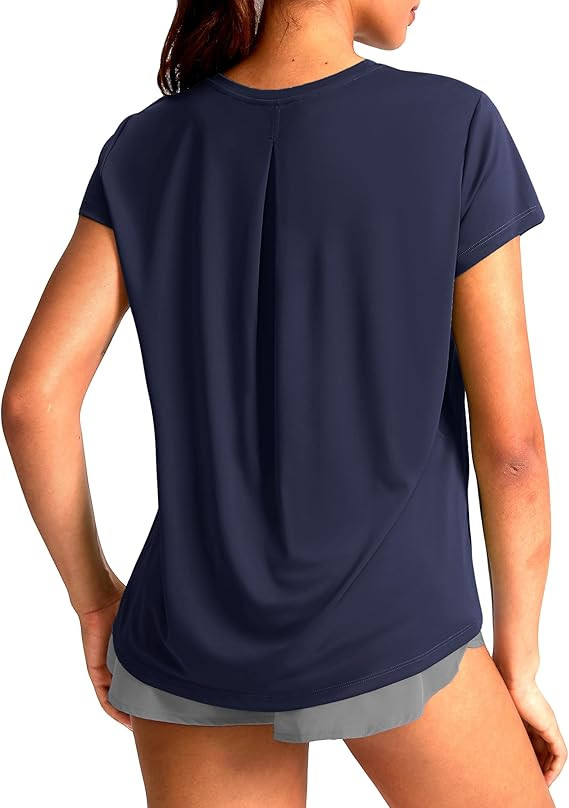 SANTINY Short Sleeve Workout Tops for Women Loose Yoga T-Shirts Sun Protection Breathable Running... | Amazon (US)